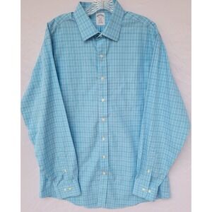 Brooks Brothers Regent Dress Shirt 16 1/2 - 6/7  Blue Check, Non Iron, Cotton‎
